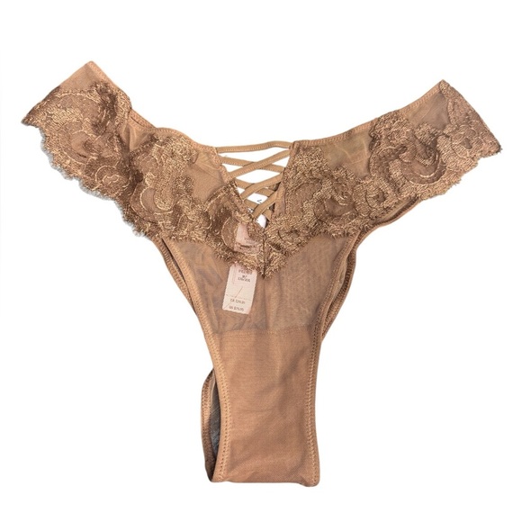 Victoria's Secret Boho Floral Embroidery Brazilian Panty Brown - Picture 3 of 7